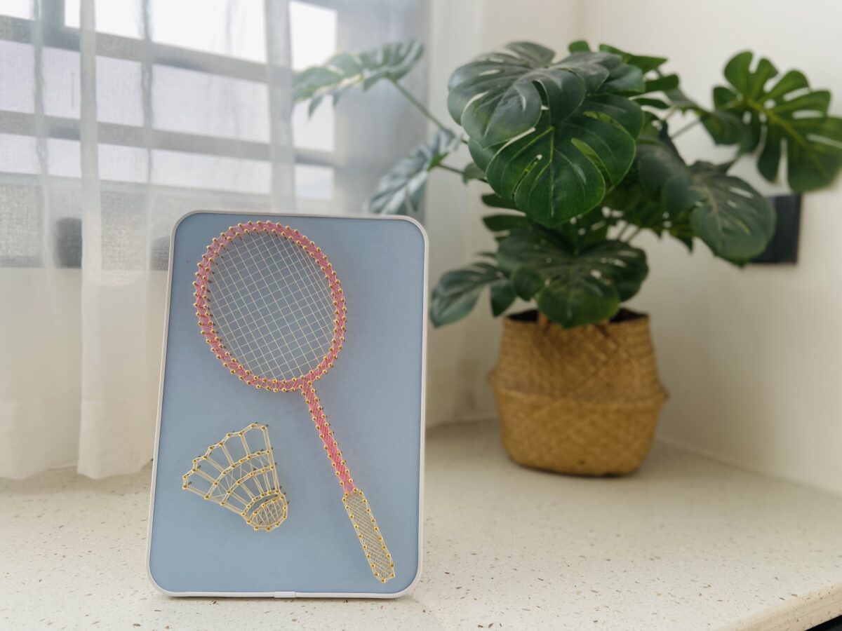detailed badminton racket string art