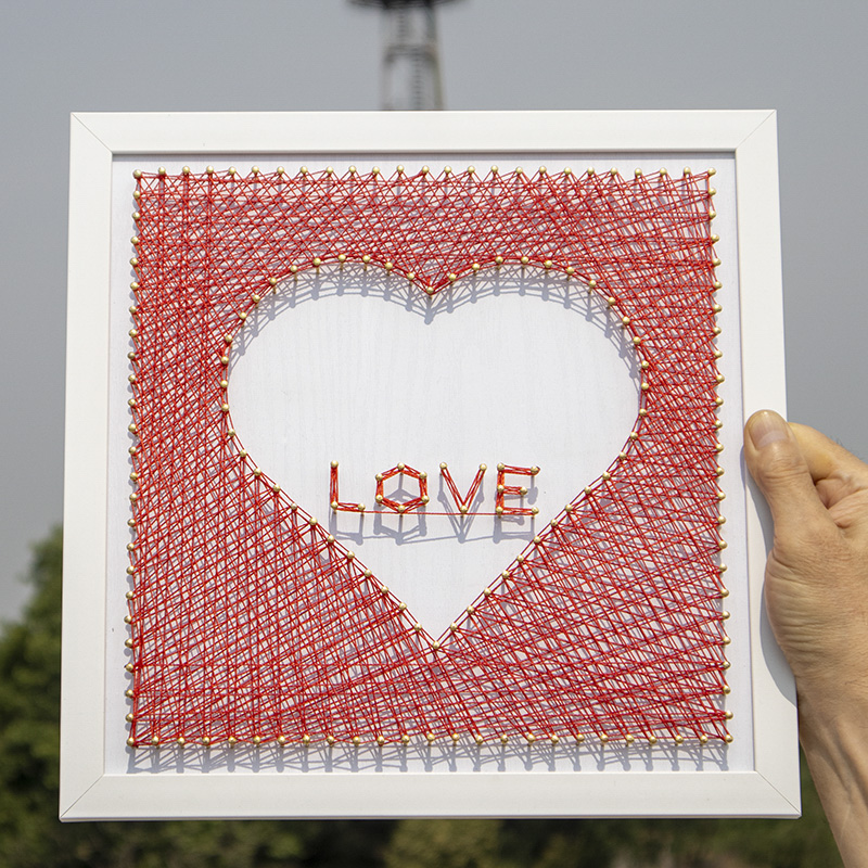 DIY heart string art geometric handmade decor