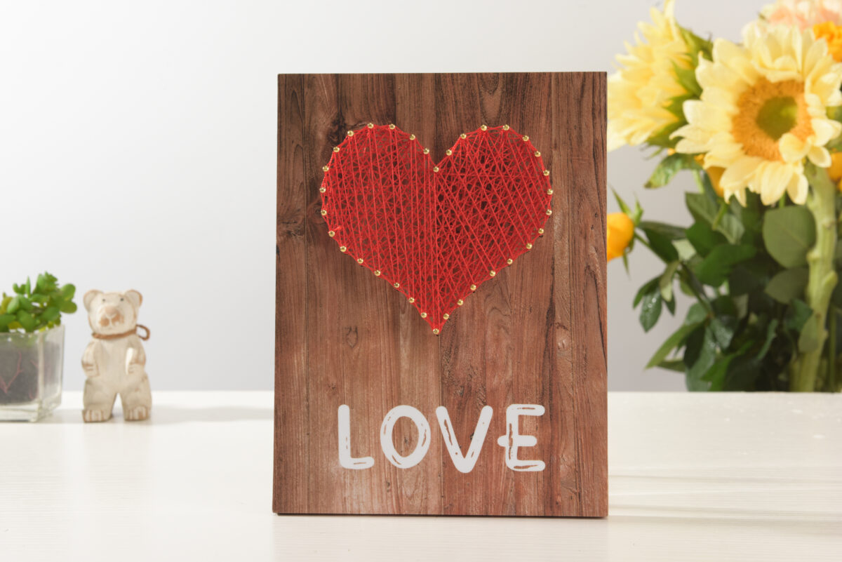 Red heart string art for bedroom or anniversary