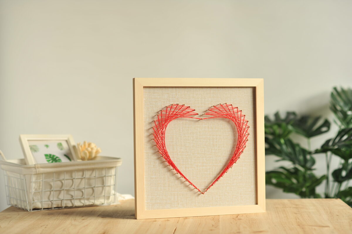 Minimalist hollow heart string art DIY kit