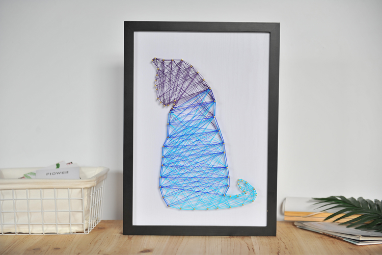 Cat string art curled up sleeping design