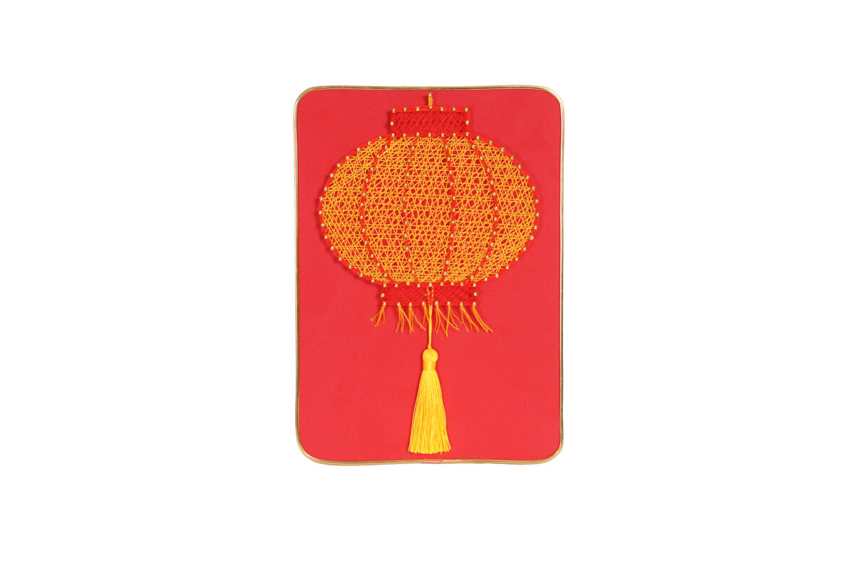 Red lantern string art DIY handmade wall decor