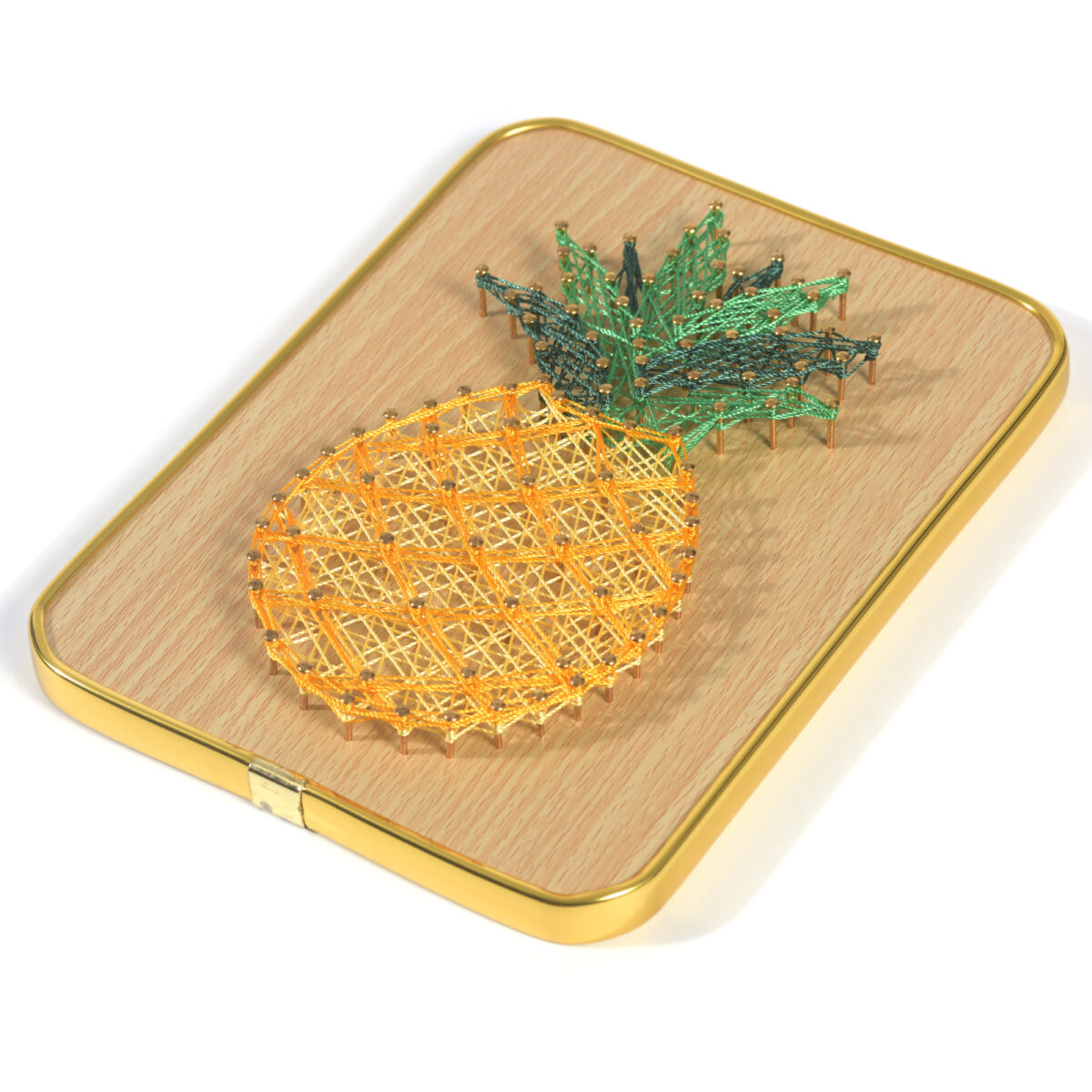 Handmade pineapple string art with yellow thread