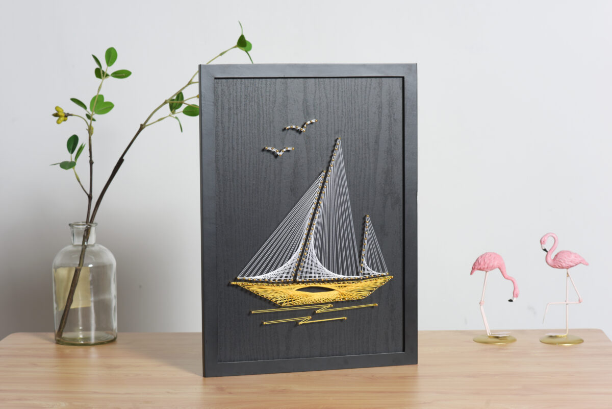 minimalist sailboat string art DIY kit